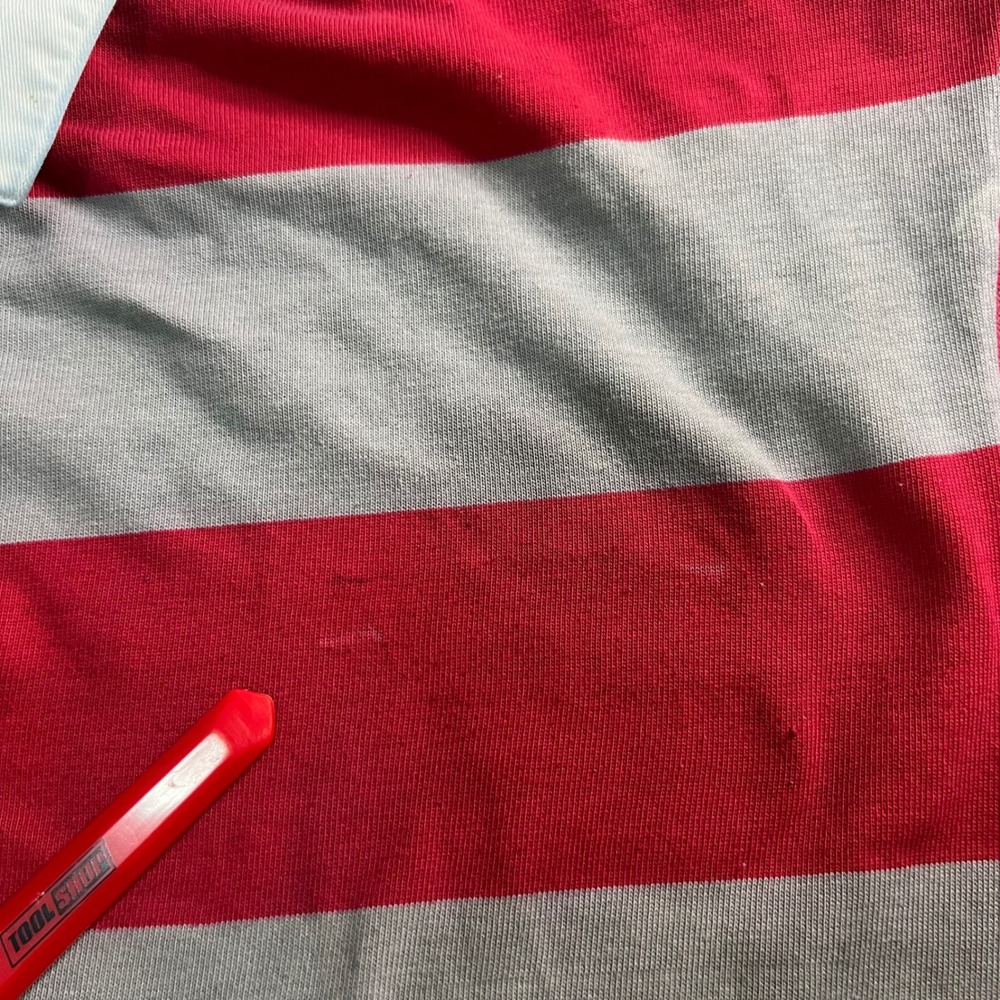 Steeplechase Rugby Polo Shirt Mens XL Red Grey Striped Long Sleeve Cotton VTG - Picture 4 of 9